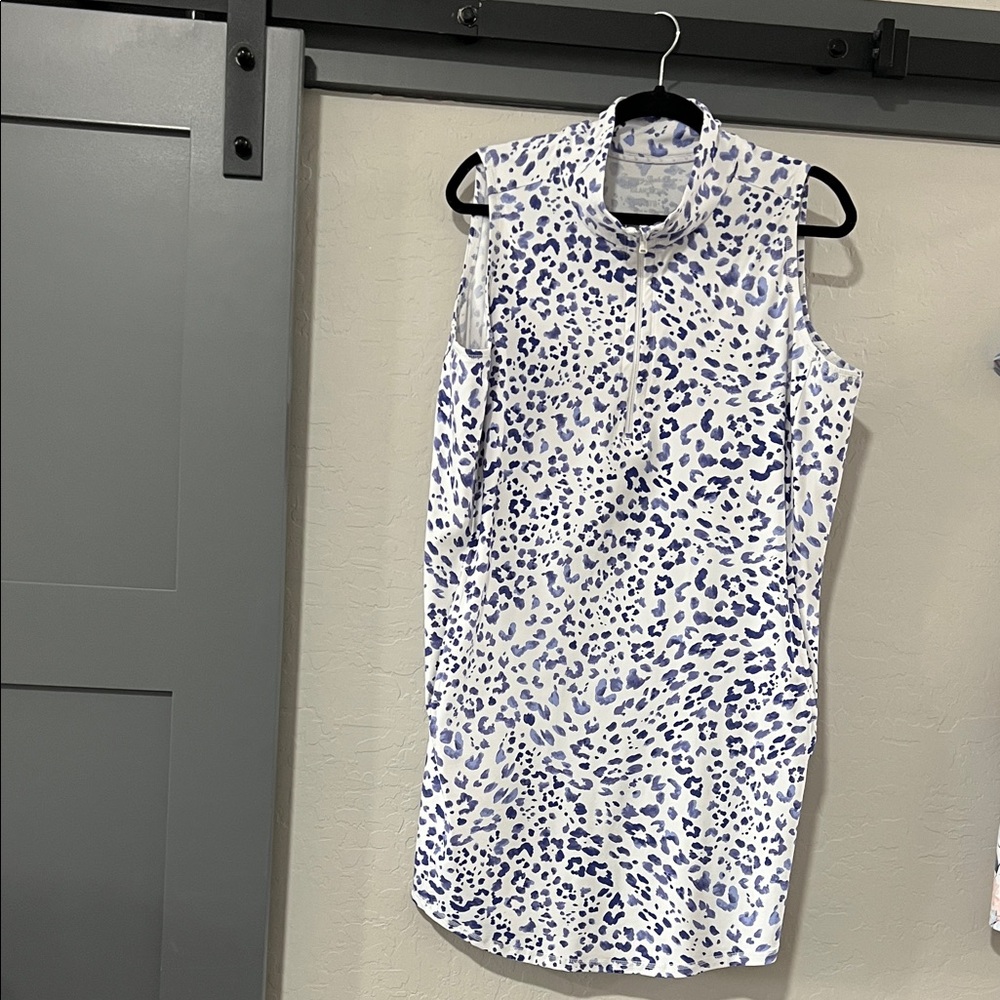 Tommy Bahama White and Blue Patterned Mini Dress